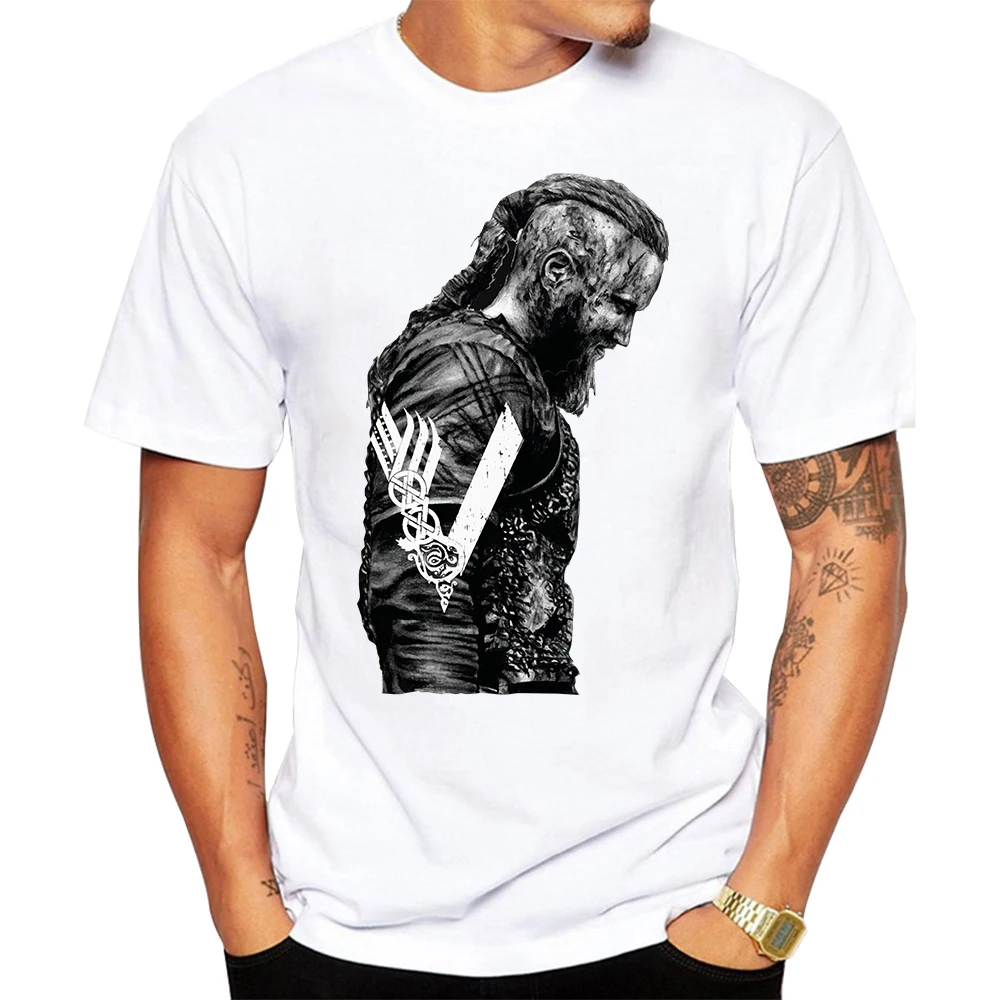 Футболки king Ragnar Lothbrok Vikings man Органические футболки с коротким рукавом теплые
