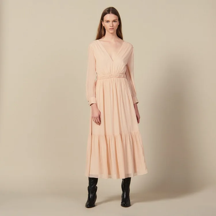 Autumn/Winter 2019 New V-neck Long-sleeved Waist-length Temperament Fairy Dress Long Woman V-Neck Women Dress
Autumn/Winter 2019 New V-neck Long-sleeved Waist-length Temperament Fairy Dress Long Woman V-Neck Women Dress