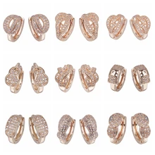 17 verschillende Stijlen Rose Gouden Oorringen voor Vrouwen Zirconia Kristal Kleine Hoops Leuke Sieraden(China)