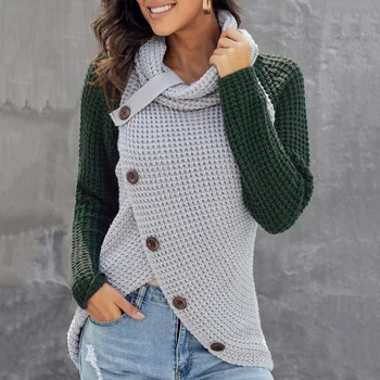 Women High Collar Asymmetric Wrap-over Sweater with Buttons Soft and Lightweight Long-sleeved Sweater New Arrivals 2020 Hot
Women High Collar Asymmetric Wrap-over Sweater with Buttons Soft and Lightweight Long-sleeved Sweater New Arrivals 2020 Hot