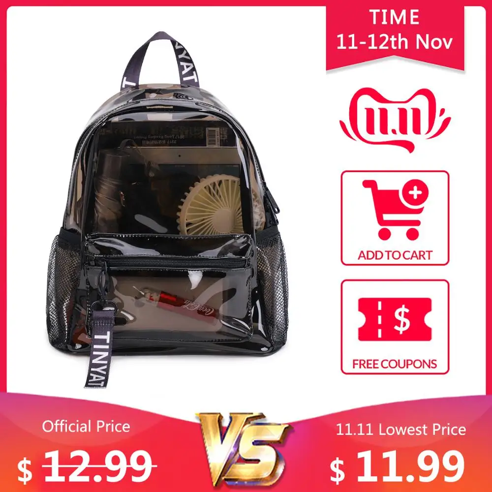 TINYAT Clear PVC Women Backpack Transparent Fashion Solid Backpack Travel School Backpack Bag for Teenage Girls Mochila Children
TINYAT Clear PVC Women Backpack Transparent Fashion Solid Backpack Travel School Backpack Bag for Teenage Girls Mochila Children