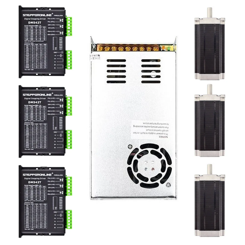 3 Axis Nema23 CNC Router Kit,3pcs Nema 23 3Nm(425oz.in) Motor+ 3pcs DM542T Stepper Motor Driver+ Power Supply
3 Axis Nema23 CNC Router Kit,3pcs Nema 23 3Nm(425oz.in) Motor+ 3pcs DM542T Stepper Motor Driver+ Power Supply