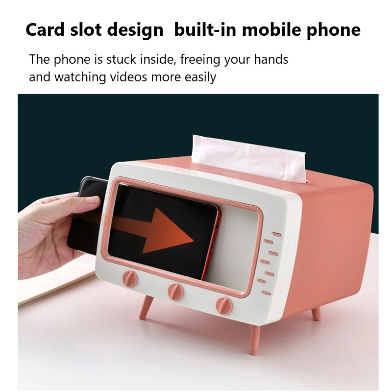 Multifunctional Tissue Box, Fresh Contrast Color TV-Shape Paper Towel Storage Box with Smartphone Support for Bedroom, Dormitory
Multifunctional Tissue Box, Fresh Contrast Color TV-Shape Paper Towel Storage Box with Smartphone Support for Bedroom, Dormitory