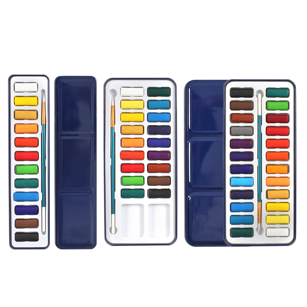 12/18/24 Colors Portable Tin Box Solid Watercolor Paints Set for Artist School Student Drawing Painting Stationery Art Supplies
12/18/24 Colors Portable Tin Box Solid Watercolor Paints Set for Artist School Student Drawing Painting Stationery Art Supplies