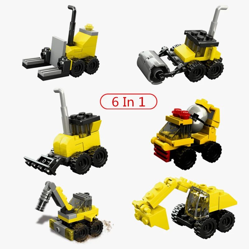 6 In 1 Assembly Building Blocks City Engineering Car Road Roller Truck Front Crane Forklift Brick Diy Toy For Children Boy Gifts
6 In 1 Assembly Building Blocks City Engineering Car Road Roller Truck Front Crane Forklift Brick Diy Toy For Children Boy Gifts