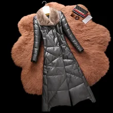 Spring New Slim Genuine Leather Sheepskin Coat Real Mink Fur Collar Long Thick Warm Down Women Leather Jacket Single Breasted
Spring New Slim Genuine Leather Sheepskin Coat Real Mink Fur Collar Long Thick Warm Down Women Leather Jacket Single Breasted