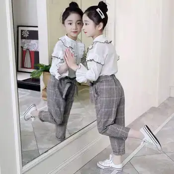 Spring Girls Clothing Set Girl Suit Teens Blouse + Plaid Pants Trousers Two-piece Baby Big Girls Clothing Sets 8 9 10 11 13 14Y
Spring Girls Clothing Set Girl Suit Teens Blouse + Plaid Pants Trousers Two-piece Baby Big Girls Clothing Sets 8 9 10 11 13 14Y