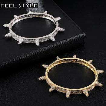 Men's Iced Out Cubic Zircon Personality Micro Paved Bling CZ Rivet Bangle Bracelet For Men Women Rapper Hip Hop Jewelry
Men's Iced Out Cubic Zircon Personality Micro Paved Bling CZ Rivet Bangle Bracelet For Men Women Rapper Hip Hop Jewelry