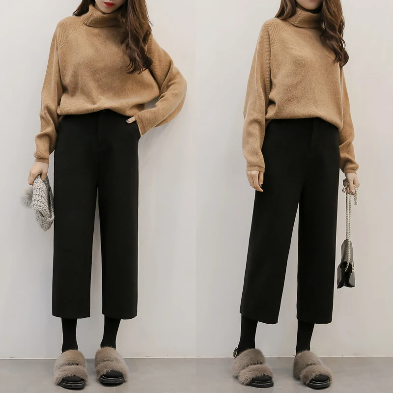 High Waist Woolen Wide Leg Pants Woman Nine Part Pants Thickening Easy Thin Seven Part Directly Cuffless Trousers Tide
High Waist Woolen Wide Leg Pants Woman Nine Part Pants Thickening Easy Thin Seven Part Directly Cuffless Trousers Tide