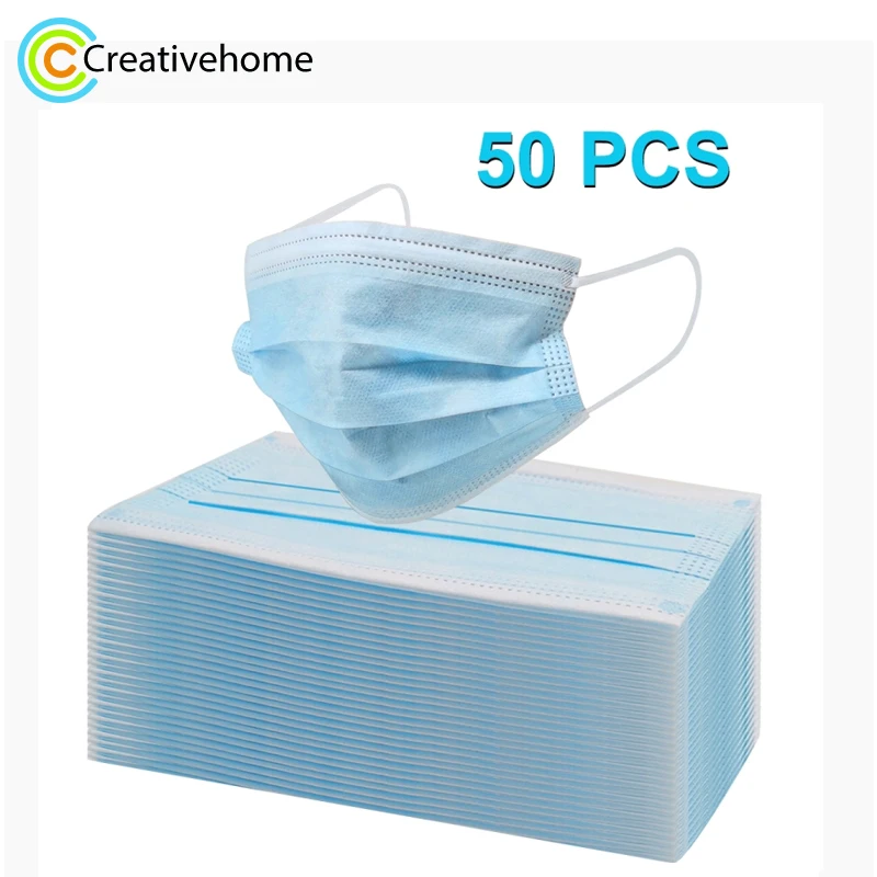 50 PCS Disposable Non-woven Multi-layered Protection Breathable Earloop Antiviral Blue Face Mask for Adults
50 PCS Disposable Non-woven Multi-layered Protection Breathable Earloop Antiviral Blue Face Mask for Adults