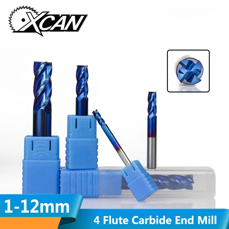 XCAN 1pc 1mm-12mm HRC50 Super Nano Blue Coating Carbide End Mill 4 Flute CNC Milling Cutter Router Bit Spiral End Mills
XCAN 1pc 1mm-12mm HRC50 Super Nano Blue Coating Carbide End Mill 4 Flute CNC Milling Cutter Router Bit Spiral End Mills