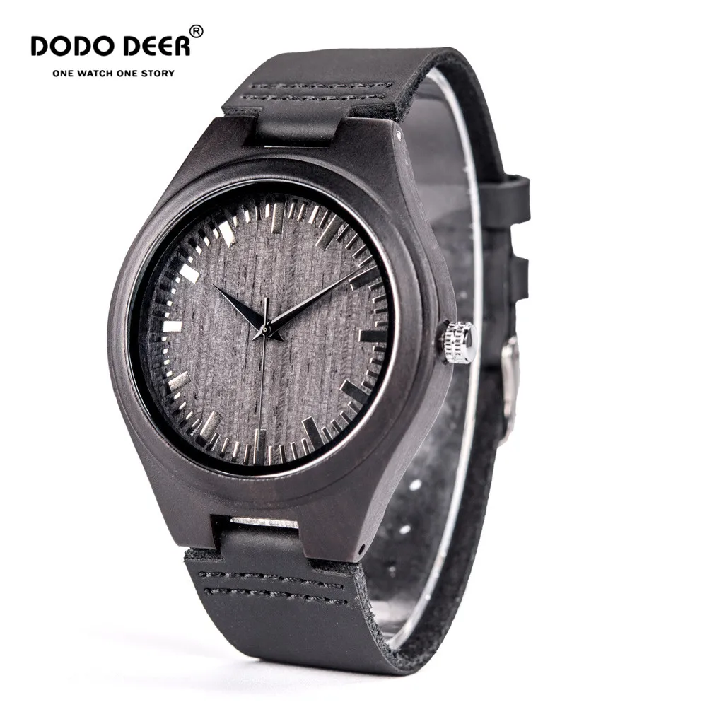 Часы наручные DODO DEER Мужские кварцевые черные дизайнерские с логотипом под дерево