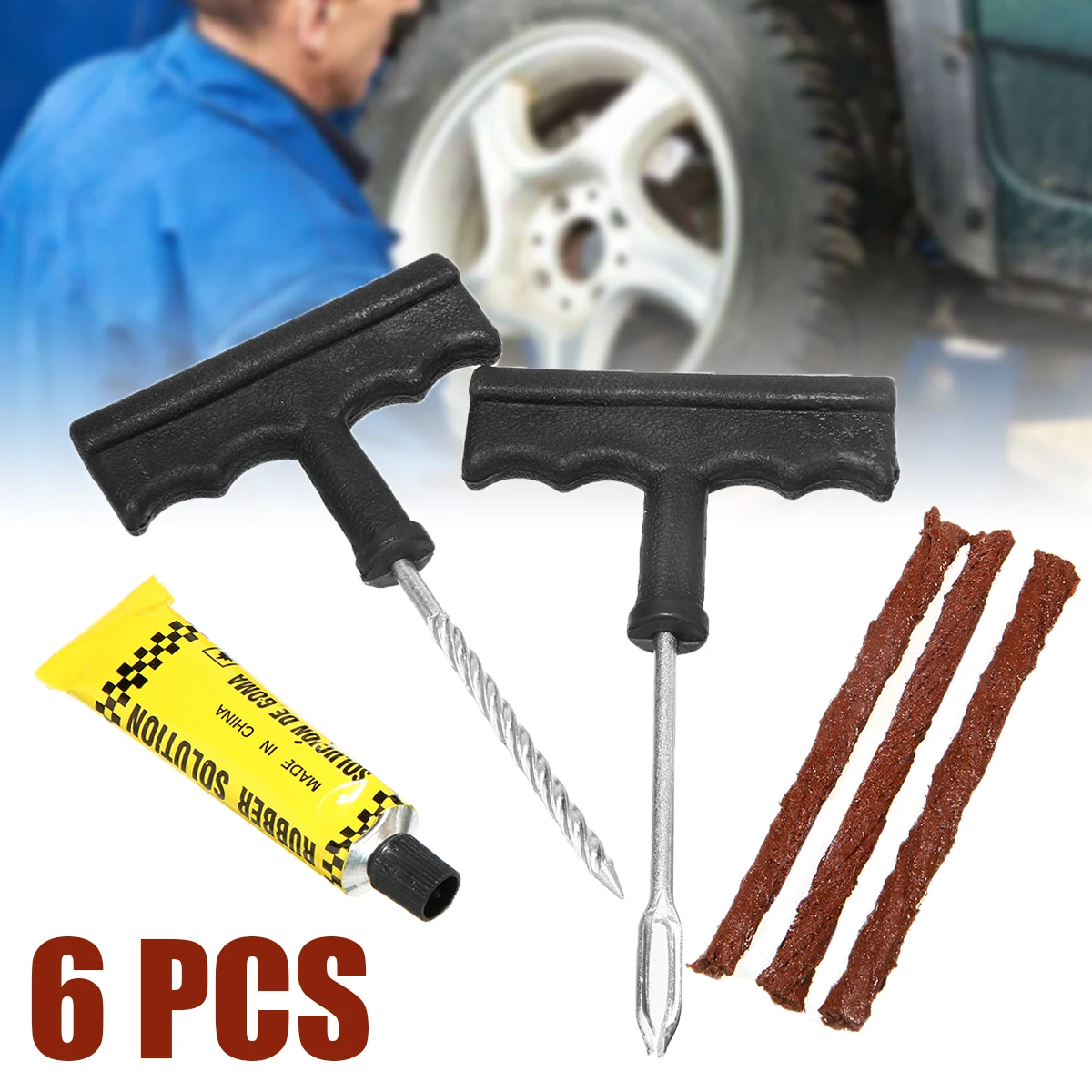 6PCS/SET High Quality Auto Motorcycle Tubeless Tire Tyre Puncture Plug Repair Tool Kit Scooter Moto Tubeless Tyres Repairing
6PCS/SET High Quality Auto Motorcycle Tubeless Tire Tyre Puncture Plug Repair Tool Kit Scooter Moto Tubeless Tyres Repairing