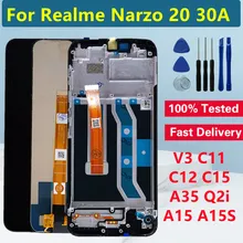 Écran tactile LCD avec châssis, 6.5 pouces, pour OPPO A35 A15 A15S Realme Narzo 20 30A V3 Q2i C11 C12 C15=