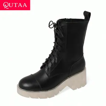 QUTAA 2021 Casual Round Toe Cow Leather Ankle Boots Autumn Winter Square Heel Women Shoes Lace Up Zipper Women Pumps Size 34-39
QUTAA 2021 Casual Round Toe Cow Leather Ankle Boots Autumn Winter Square Heel Women Shoes Lace Up Zipper Women Pumps Size 34-39