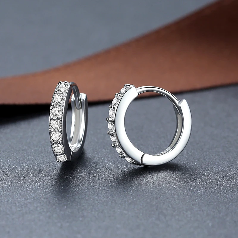 Женские серьги-кольца из серебра 100% пробы с кристаллами | Украшения и аксессуары