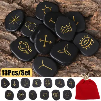 New 13/24/25pcs Natural Engraved Chakra Amethyst Rune Stones Set Gemstones Craft Feng Shui Decoration Set with Velvet Bag
New 13/24/25pcs Natural Engraved Chakra Amethyst Rune Stones Set Gemstones Craft Feng Shui Decoration Set with Velvet Bag