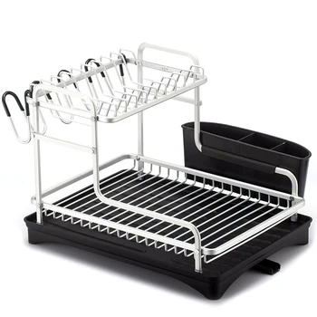 Silver Aluminum Alloy Dish Rack Drainer Kitchen Storage Drying Shelf Tray over Sink Utensil Holder Drain
Silver Aluminum Alloy Dish Rack Drainer Kitchen Storage Drying Shelf Tray over Sink Utensil Holder Drain