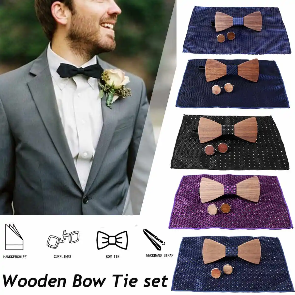 Wooden Bow Tie set and Handkerchief Bowtie Necktie Cravate for Homme Noeud Papillon Corbatas Hombre Pajarita Gift for Men/Women
Wooden Bow Tie set and Handkerchief Bowtie Necktie Cravate for Homme Noeud Papillon Corbatas Hombre Pajarita Gift for Men/Women