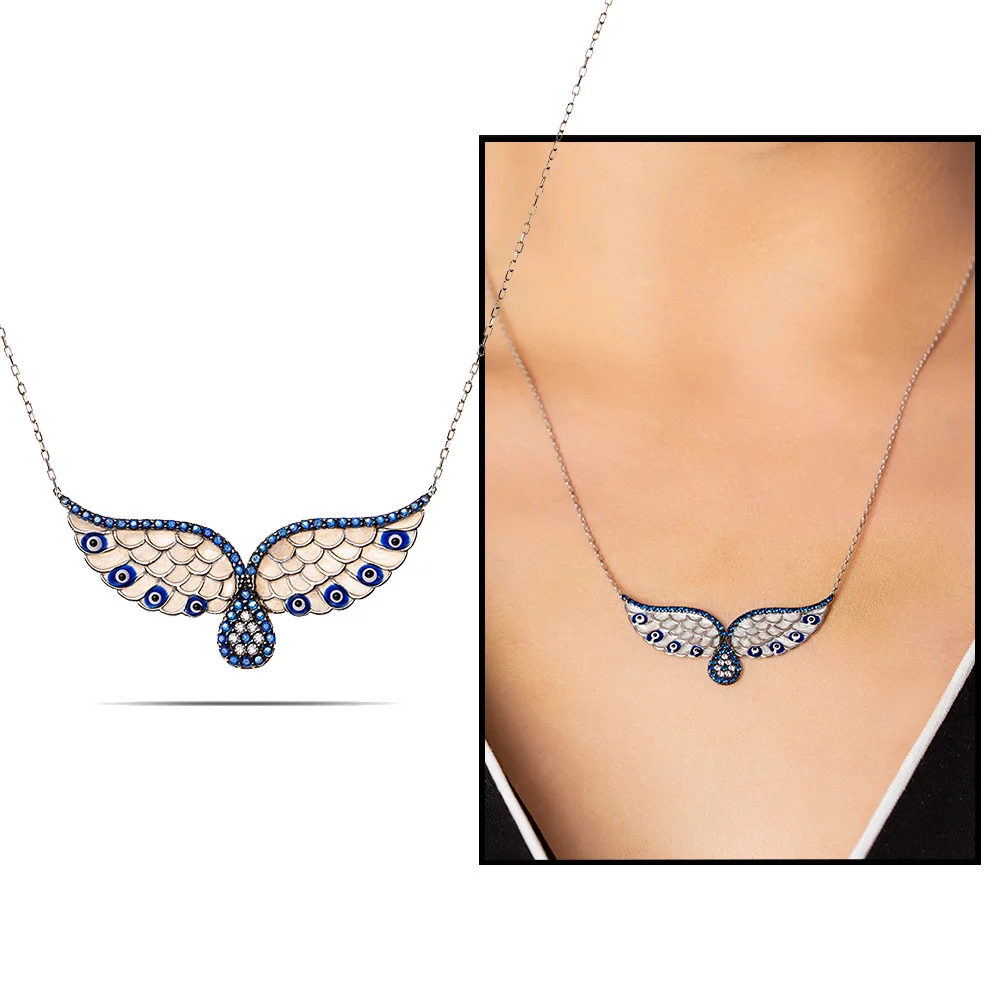 Tesbihane Синий Циркон кубический цирконий Крыло ангела Злой Глаз бусина 925 пробы