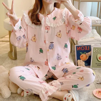 Spring and summer pregnant pajamas cotton printed pattern pregnant period postpartum gauze confinement princess warm suit
Spring and summer pregnant pajamas cotton printed pattern pregnant period postpartum gauze confinement princess warm suit