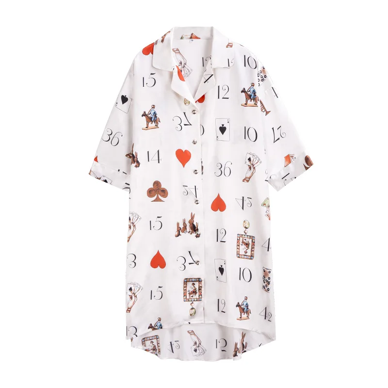 New Spring and Summer Female Silk Thin Section Mid-sleeved Night Skirt Female Summer Shirt Skirt Home Can Be Worn Outside
New Spring and Summer Female Silk Thin Section Mid-sleeved Night Skirt Female Summer Shirt Skirt Home Can Be Worn Outside