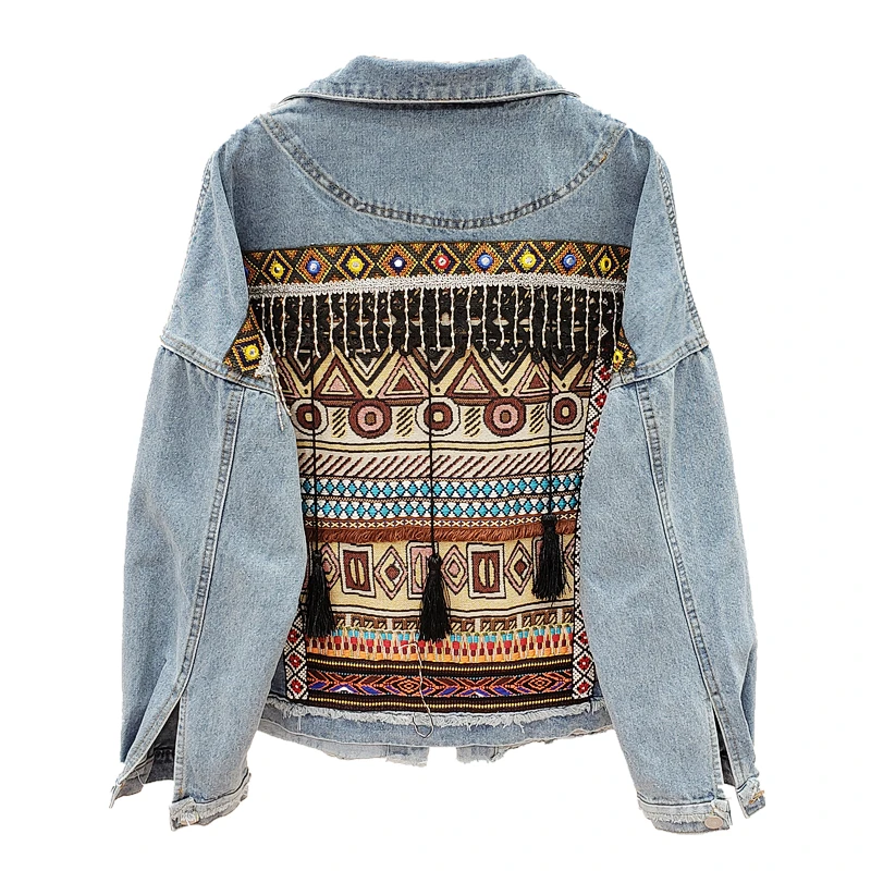 Vintage Jeans Jacket Coat Women Tassel Embroidery Flowers Denim Coat Loose Long Sleeve Short Bohemia Denim Jacket Female Outwear
Vintage Jeans Jacket Coat Women Tassel Embroidery Flowers Denim Coat Loose Long Sleeve Short Bohemia Denim Jacket Female Outwear
