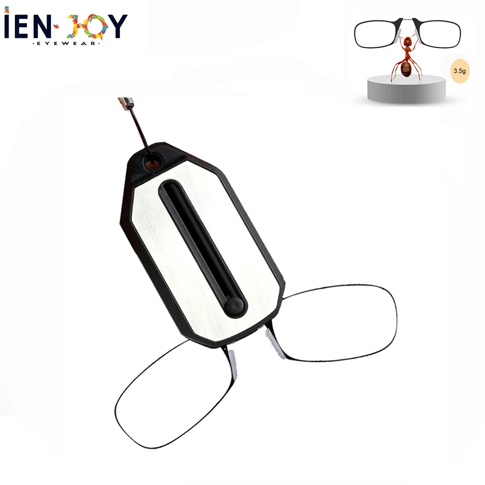 

IENJOY Mini Clip Nose Reading Glasses Men Reader Glasses for Women Folding Easy Carry With Key Chain Case