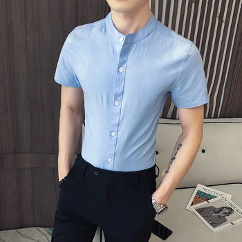 2020 Man Short Sleeve Solid Color Shirt Stand Lead Dress Shirt Streetwear Social Nightclub Party Clothes Stylish Shirts For Men
2020 Man Short Sleeve Solid Color Shirt Stand Lead Dress Shirt Streetwear Social Nightclub Party Clothes Stylish Shirts For Men