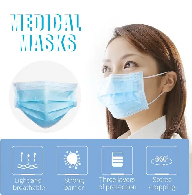 Medical Masks Nonwove 3 Layer Ply Disposable Anti-Dust Earloop Disposable Surgical Mask Anti-dust virus Safe Protection mask n95
Medical Masks Nonwove 3 Layer Ply Disposable Anti-Dust Earloop Disposable Surgical Mask Anti-dust virus Safe Protection mask n95
