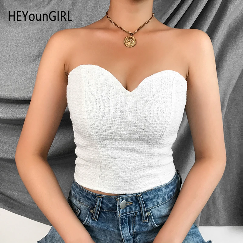 HEYounGIRL Elegant Vinatge Strapless Tube Top White Sleeveless Crop Tops Tees Women Casual Wrap Top Ladies Summer Party Club 
HEYounGIRL Elegant Vinatge Strapless Tube Top White Sleeveless Crop Tops Tees Women Casual Wrap Top Ladies Summer Party Club
