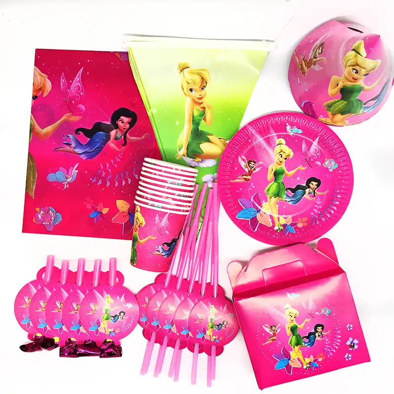 77pcs Tinkerbell Disposable Tableware Sets Tinkerbell Plates Cups
