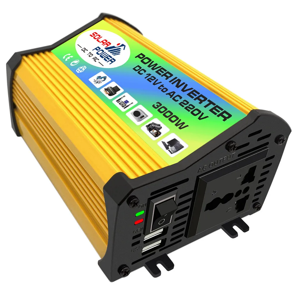 3000W Car Inverter DC12V to AC110V/220V Dual USB Interfaces Power Converter With Battery Clip Car Transformer Modified Sine Wave
3000W Car Inverter DC12V to AC110V/220V Dual USB Interfaces Power Converter With Battery Clip Car Transformer Modified Sine Wave