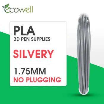 Ecowell PLA Filament 3D Pen filament 3D Printing Material 1.75mm*5meter Silver for 3D Printing Pen 3D Printer doodler drawing
Ecowell PLA Filament 3D Pen filament 3D Printing Material 1.75mm*5meter Silver for 3D Printing Pen 3D Printer doodler drawing