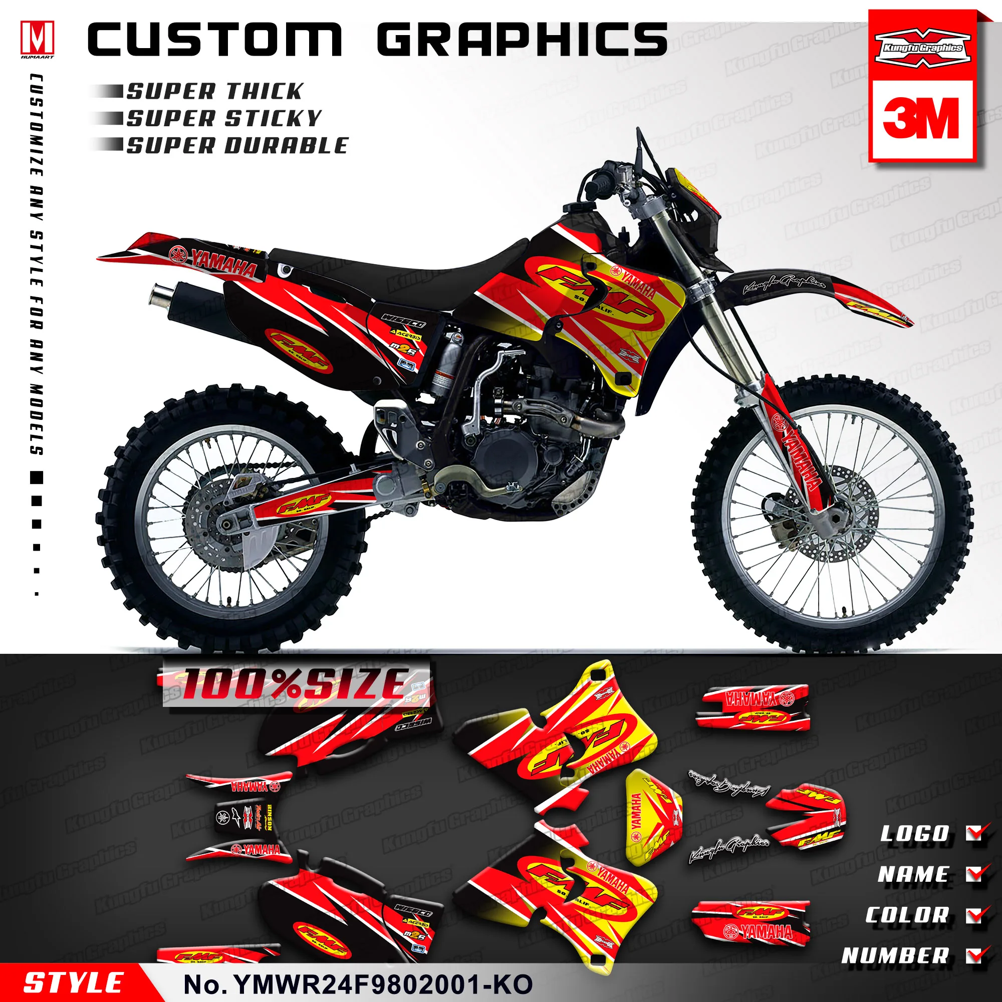 KUNGFU GRAPHICS Custom Vinyl Stickers Full Wrap Kit for Yamaha WR250F WR400F WR426F WRF 250 400 426 1998 1999 2000 2001 2002
KUNGFU GRAPHICS Custom Vinyl Stickers Full Wrap Kit for Yamaha WR250F WR400F WR426F WRF 250 400 426 1998 1999 2000 2001 2002