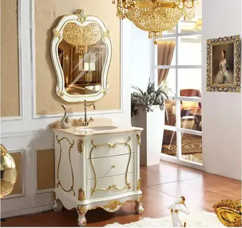 Antique European bathroom cabinet combined oak washbasin cabinet simple European solid wood modern minimalist bathroom cabinet s 
Antique European bathroom cabinet combined oak washbasin cabinet simple European solid wood modern minimalist bathroom cabinet s