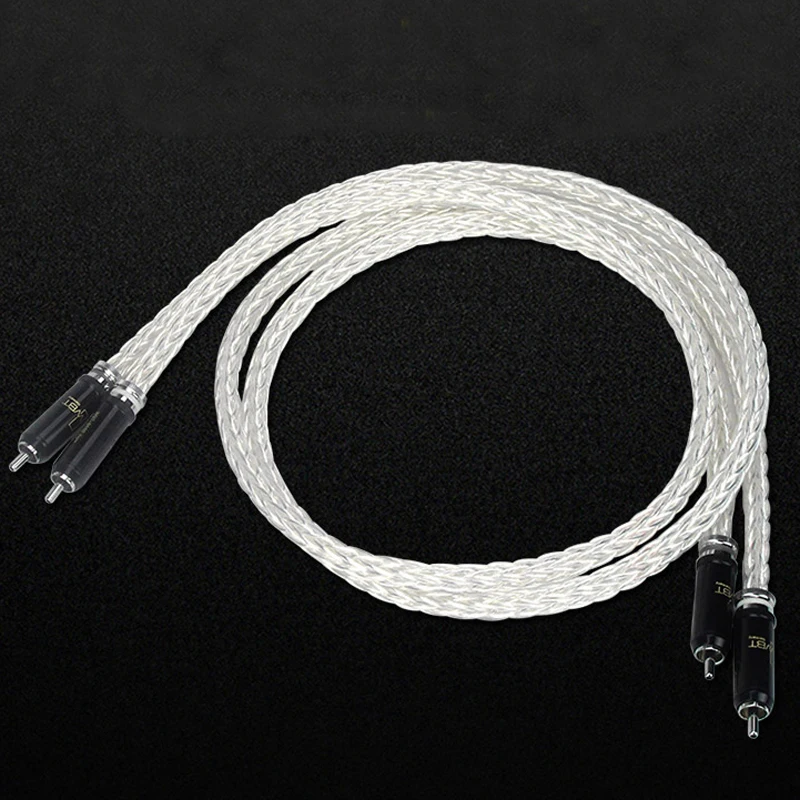 Colleimage Hi-End 8AG Silver Plated OCC 16 Strands Audio Cable With WBT RCA Plug HIFI 2RCA TO |