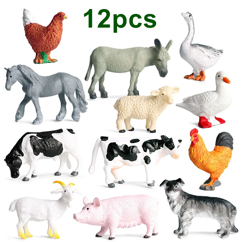 New 12pcs/lot Mini Farm Poultry Animals Action Figures Simulation Models Pig Duck Hen Goose Horse Cow Dog Goat Role Play Toys
New 12pcs/lot Mini Farm Poultry Animals Action Figures Simulation Models Pig Duck Hen Goose Horse Cow Dog Goat Role Play Toys