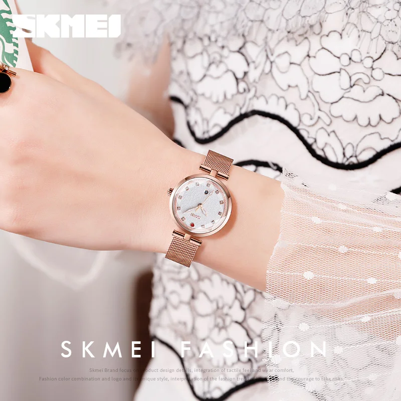 Часы SKMEI женские кварцевые с сетчатым браслетом водонепроницаемые 3 бар|Женские