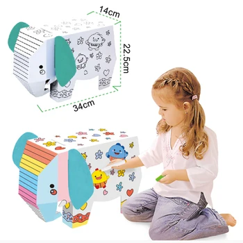 DIY 3D Elephant Graffiti Assembly Toy Children Hand-Painted Animal Paper Model Interactive Toy with 6 Color Pens 34*14*22.5cm
DIY 3D Elephant Graffiti Assembly Toy Children Hand-Painted Animal Paper Model Interactive Toy with 6 Color Pens 34*14*22.5cm