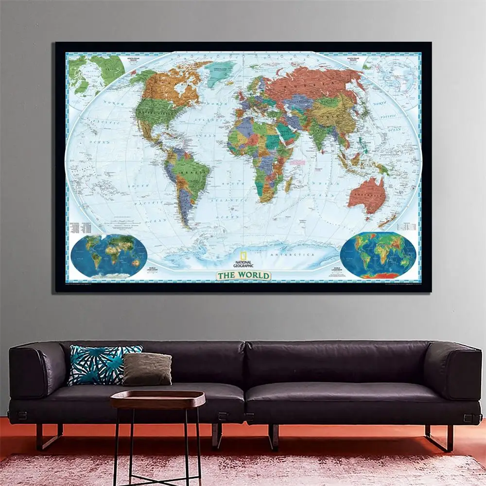 60x90cm The World Physical Map 2011 Edition HD World Map With Land Forms And Land Cover Map Fine Canvas Painting For Wall Decor
60x90cm The World Physical Map 2011 Edition HD World Map With Land Forms And Land Cover Map Fine Canvas Painting For Wall Decor