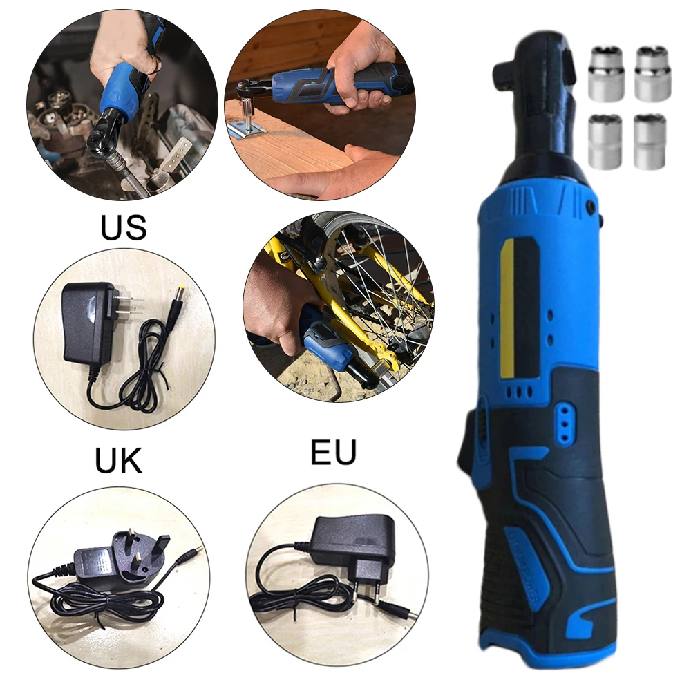 Handheld Cordless Electric Ratchet Wrench Rechargeable Battery Angle Drill Screwdriver Bits Socket Power Wrench
Handheld Cordless Electric Ratchet Wrench Rechargeable Battery Angle Drill Screwdriver Bits Socket Power Wrench