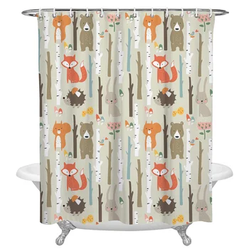 Cartoon Forest Animal Tree Fox Bear Rabbit Shower Curtains Bath Decor Curtain Waterproof Polyester Fabric Bathroom Accessories
Cartoon Forest Animal Tree Fox Bear Rabbit Shower Curtains Bath Decor Curtain Waterproof Polyester Fabric Bathroom Accessories