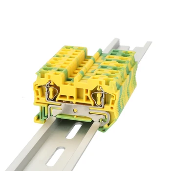 Din Rail Ground Terminal Blocks 10Pcs ST-4-PE Connectors Return Pull Type Spring Cage Connection PE Terminal Blocks Screwless
Din Rail Ground Terminal Blocks 10Pcs ST-4-PE Connectors Return Pull Type Spring Cage Connection PE Terminal Blocks Screwless