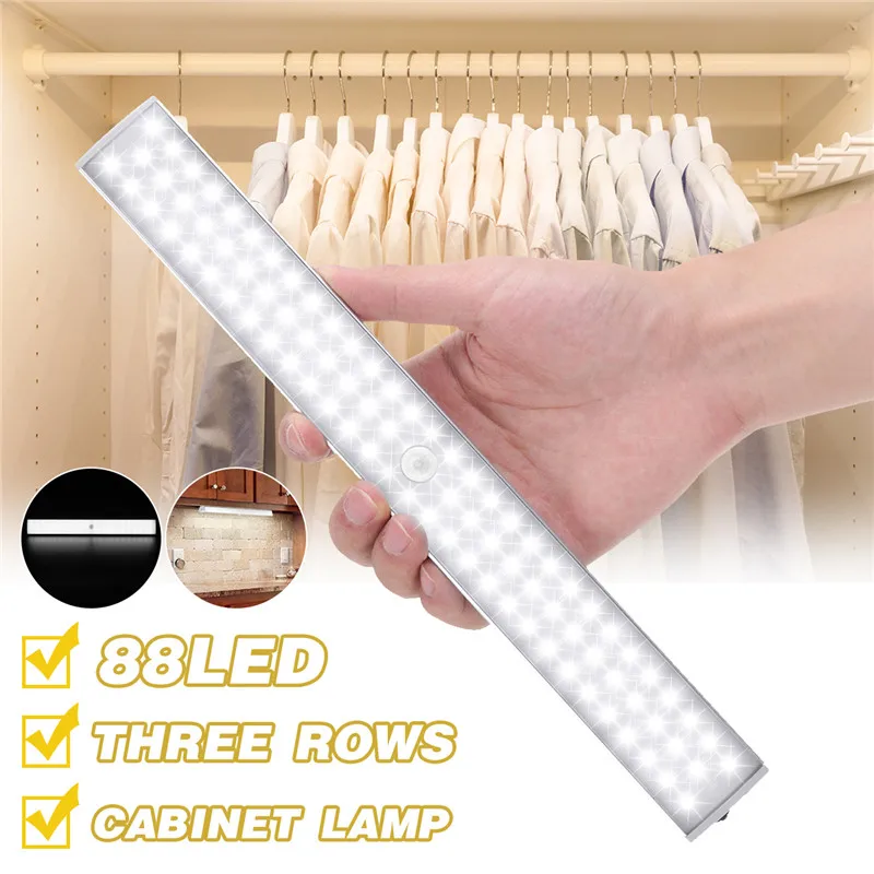 High Bright 88 LED Cabinet Lights USB Rechargeable PIR sensor Bar Light LED Tube Light Bulb Decoration Wardrobe Kitchen Lamps
High Bright 88 LED Cabinet Lights USB Rechargeable PIR sensor Bar Light LED Tube Light Bulb Decoration Wardrobe Kitchen Lamps