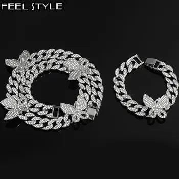 Hip Hop 15MM Iced Out Paved Rhinestones 1Set Miami Butterfly Cuban Chain CZ Bling Rapper Necklace Bracelet For Men Jewelry
Hip Hop 15MM Iced Out Paved Rhinestones 1Set Miami Butterfly Cuban Chain CZ Bling Rapper Necklace Bracelet For Men Jewelry