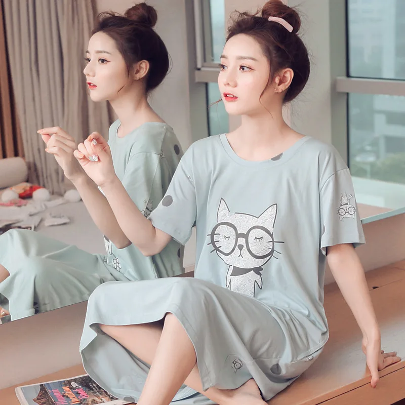 Summer Short-sleeved Pure Cotton Nightgown Female Summer Cute Korean-style Home Wear M-xxl6637 # Price Control 39 Yuan
Summer Short-sleeved Pure Cotton Nightgown Female Summer Cute Korean-style Home Wear M-xxl6637 # Price Control 39 Yuan