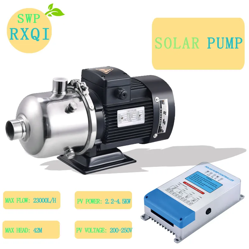 SOLAR SURFACE PUMP DC SS304 Impeller MPPT Algriculture wate 168v 1800w or 2.6HP Max Flow 23000L/H Max Head 42m Inlet & Outlet 2"
SOLAR SURFACE PUMP DC SS304 Impeller MPPT Algriculture wate 168v 1800w or 2.6HP Max Flow 23000L/H Max Head 42m Inlet & Outlet 2"