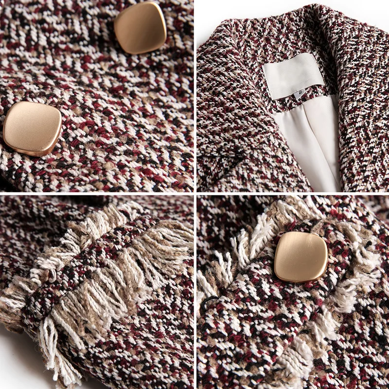 2019 Autumn And Winter New Style Thousands of Birds Woolen Jacket Women's Mid-length over-the-Knee Korean-style Thick Tassels Wo
2019 Autumn And Winter New Style Thousands of Birds Woolen Jacket Women's Mid-length over-the-Knee Korean-style Thick Tassels Wo