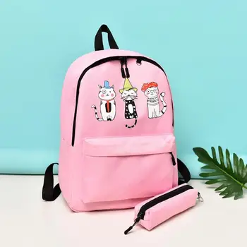 Fashion Ladies Cat Print Travel Backpacks with Pen Bag Women Casual Knapsack Preppy Style School Satchel Bags Large Capacity 
Fashion Ladies Cat Print Travel Backpacks with Pen Bag Women Casual Knapsack Preppy Style School Satchel Bags Large Capacity